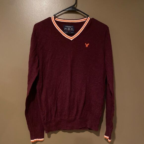 American Eagle V Neck Sweater Embroidered Logo - Picture 2 of 11